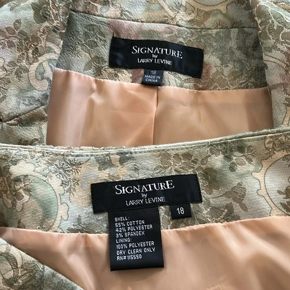 Vintage Larry Levine Signature broquet jacquard Skirt Set suit cotton poly 18 - Picture 6 of 13